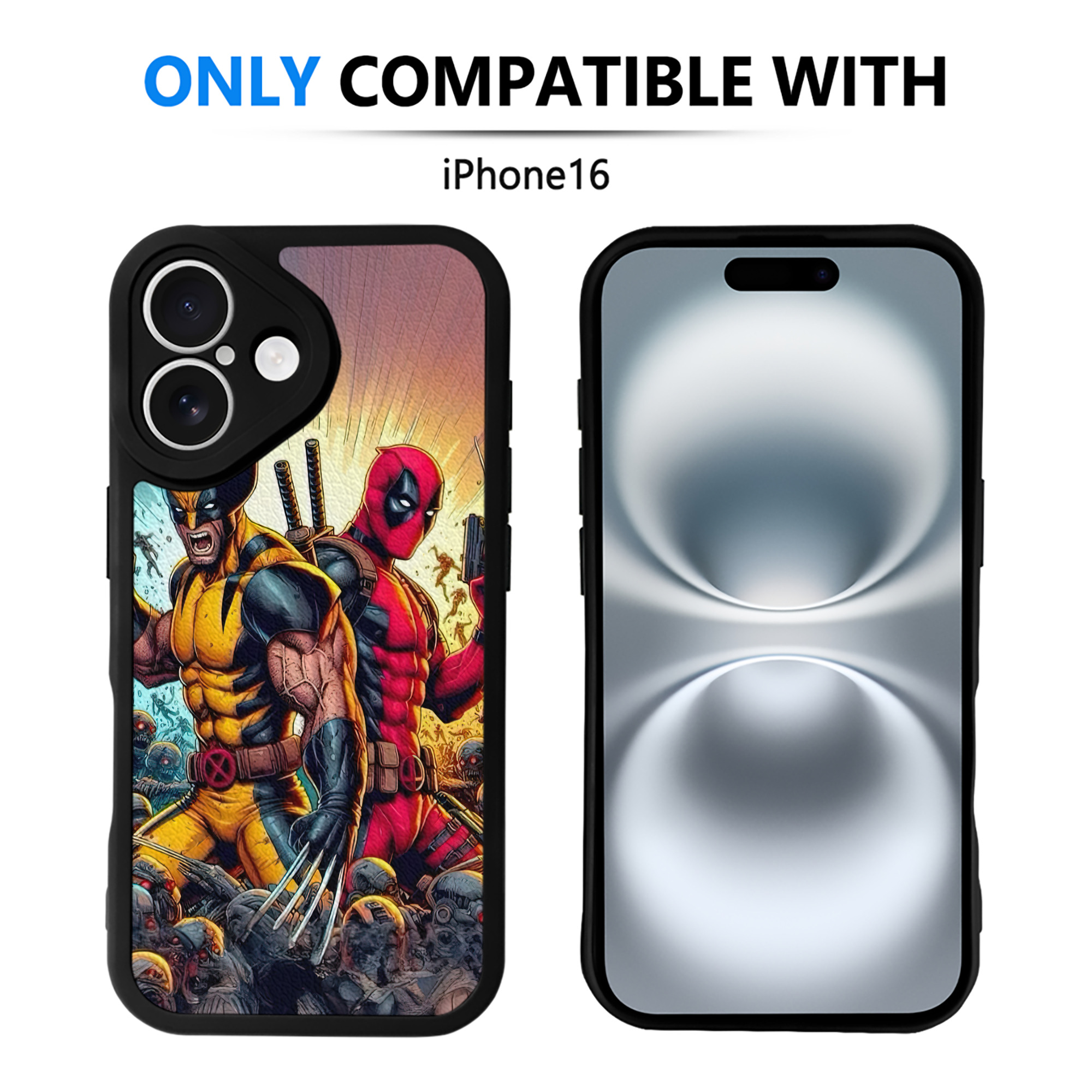 （画像用） Deadpool デッドプール 【iPhone 16シリーズ対応】シリコンスマホケース（レザー調） 材質：シリコン